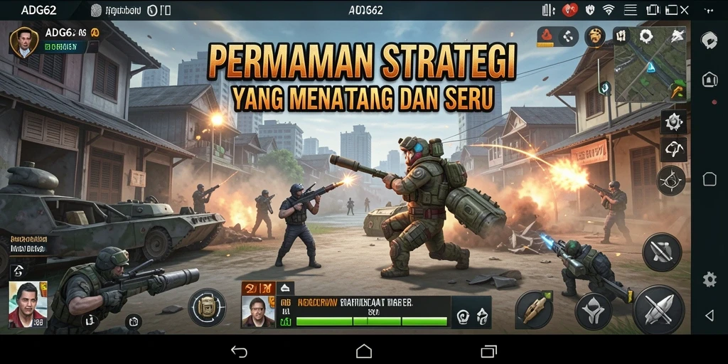 Screenshot gameplay menampilkan pertempuran epik dalam ADG62.