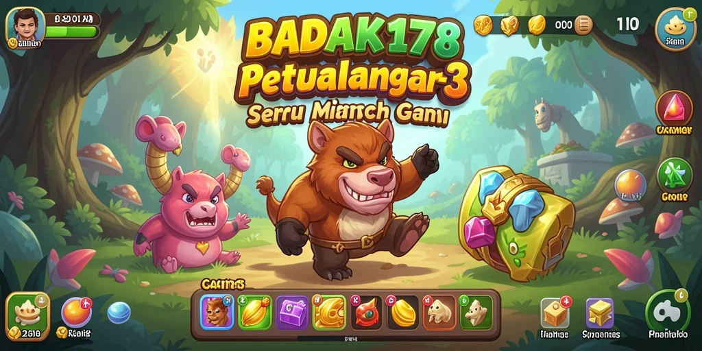Tampilan gameplay seru dari BADAK178 dengan elemen Match-3 yang menantang.