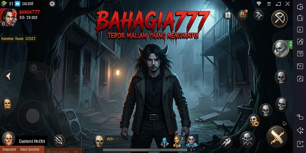 Tampilan gameplay BAHAGIA777 dengan suasana mencekam yang menghantui.
