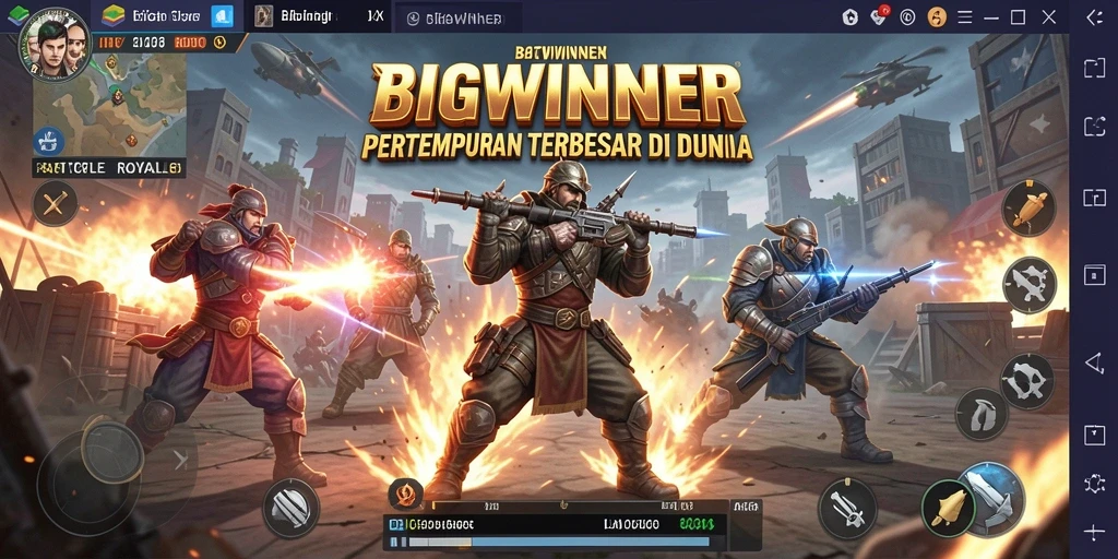 Tampilan aksi menegangkan di BIGWINNER saat bertarung di arena Battle Royale.