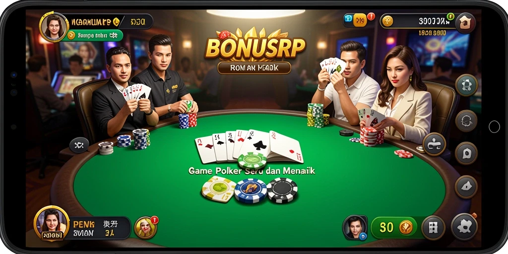 Tampilan gameplay seru di BONUSRP yang penuh strategi Poker.
