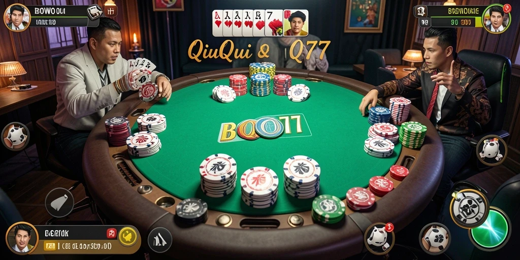 Tampilan utama BOWO77 dengan gameplay QiuQiu yang seru.