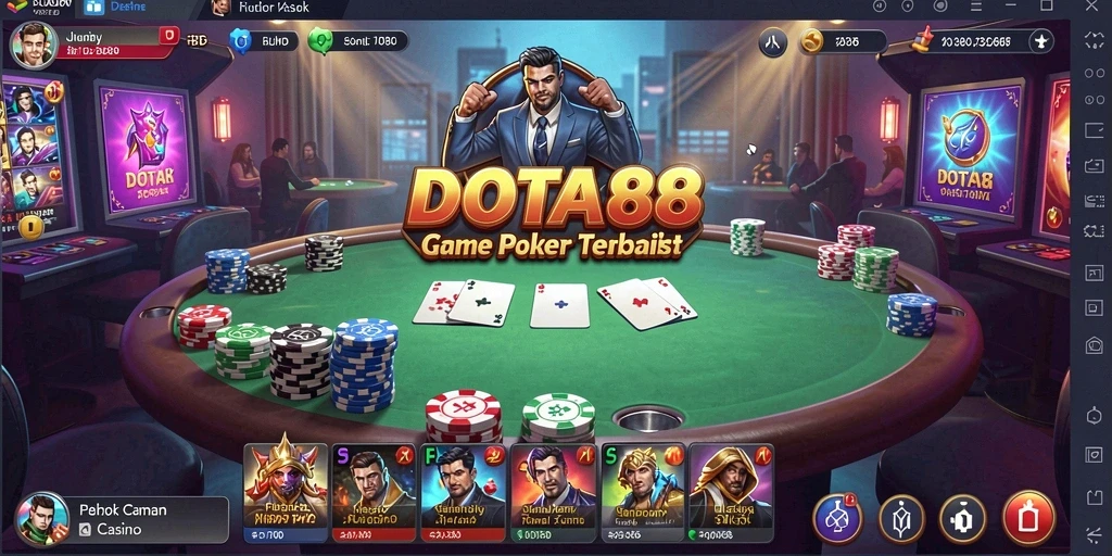 Tangkapan layar DOTA88 menampilkan aksi seru di meja Poker.