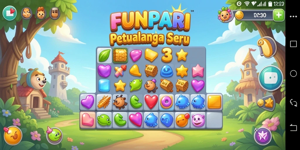 Tampilan gameplay seru dalam permainan Match-3 FUNPARI.