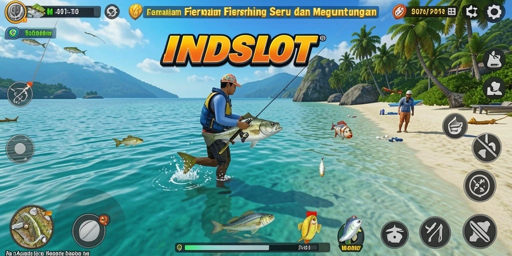 Tampilan gameplay INDSLOT yang seru saat memancing ikan.