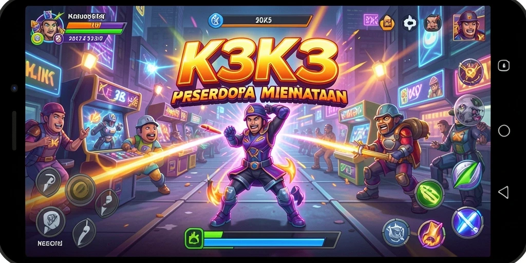 Screenshot K3K3 menampilkan aksi cepat dan gameplay yang mengasyikkan.