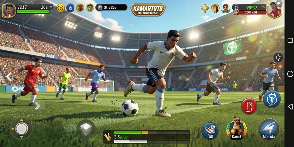 Tampilan gameplay seru KAMARTOTO dengan aksi olahraga penuh semangat.