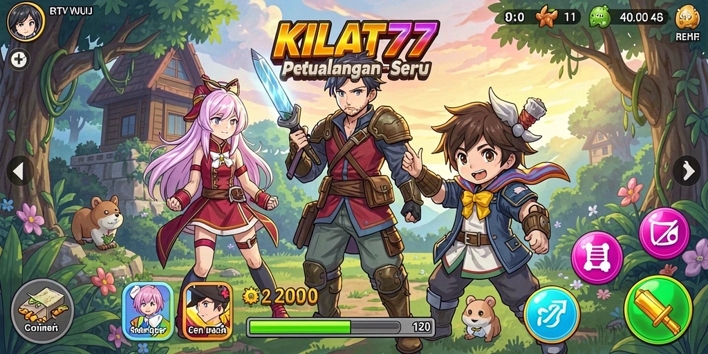 Tampilan gameplay KILAT77 yang penuh aksi dan karakter anime.