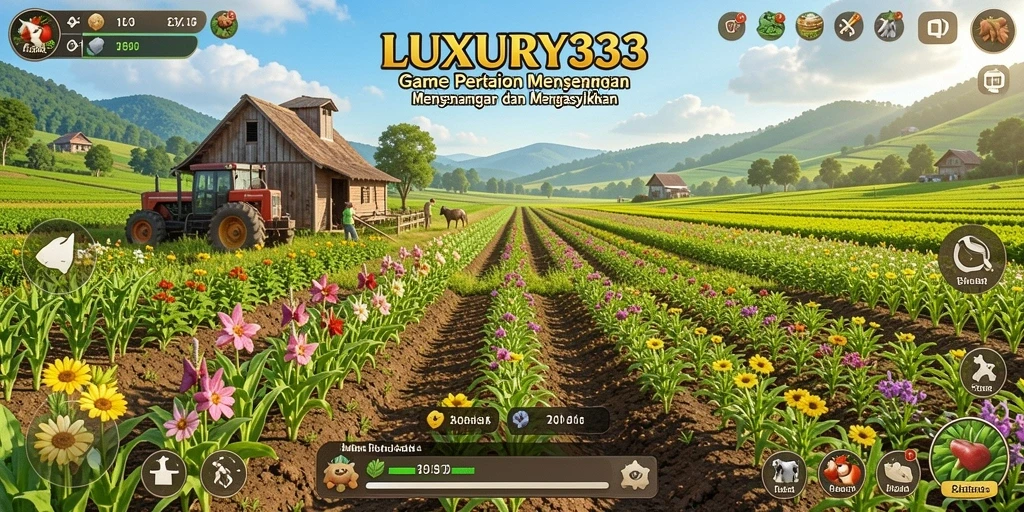 Tangkapan layar utama LUXURY333 yang menampilkan aksi bertani yang seru dan menarik.