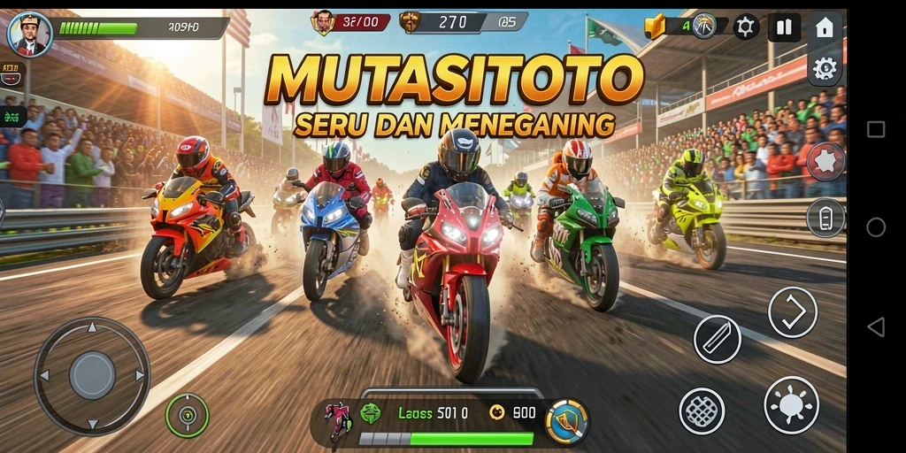 Tampilan menarik dari gameplay balapan Motor Racing di MUTASITOTO.