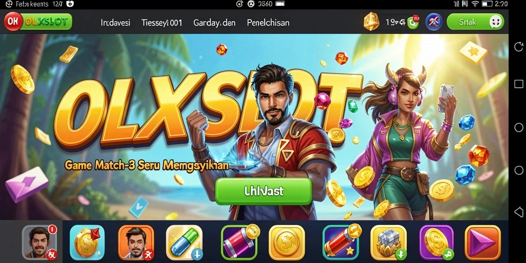 Tampilan gameplay seru dari OLXSLOT dengan tantangan Match-3.