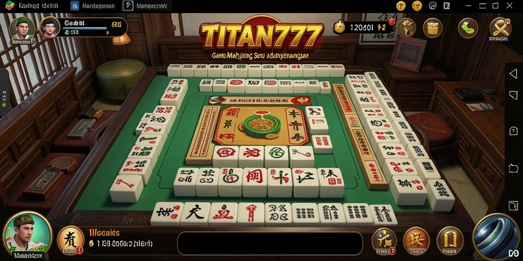 Tampilan gameplay menawan dalam TITAN777 saat menyusun ubin Mahjong.
