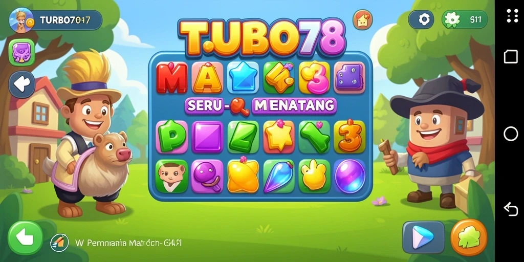 Screenshot TURBO78 menunjukkan gameplay seru dari permainan Match-3.